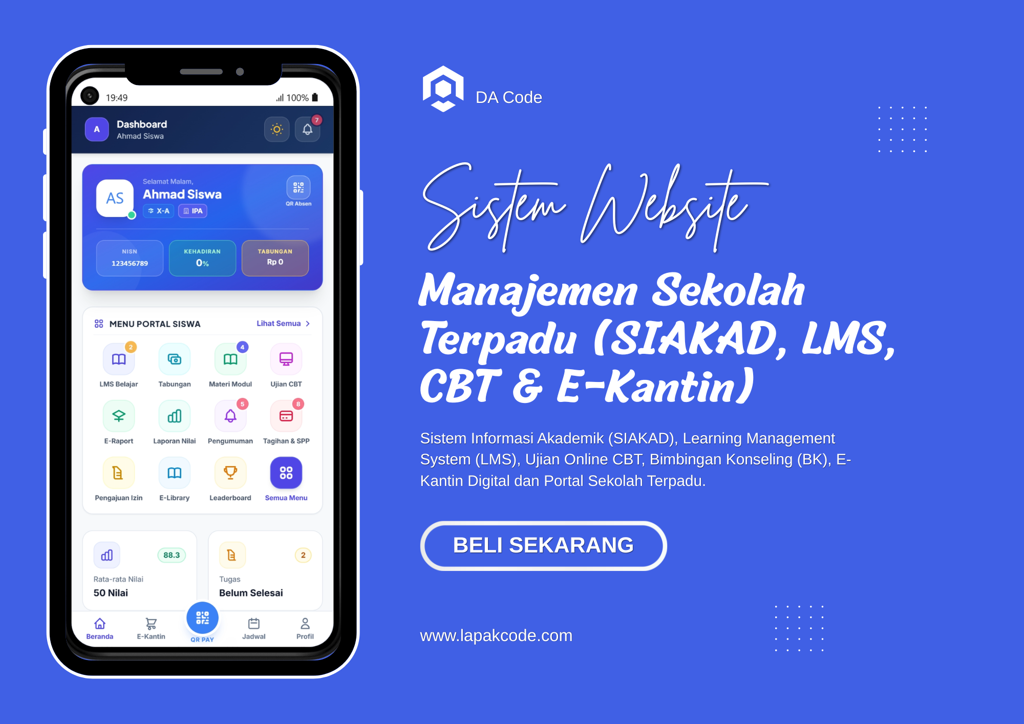 Website & Manajemen Sekolah Terpadu (SIAKAD, LMS, CBT, Payroll & E-Kantin)